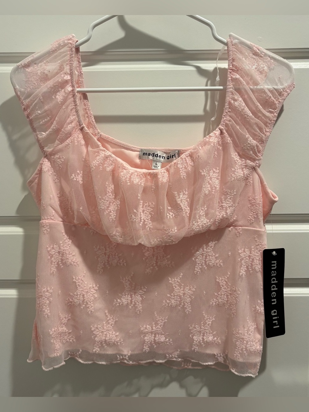 Madden Girl NWT Pink Floral Mesh Top Size Large